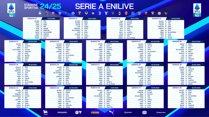 Calendario serie A 2024/2025, big match, date e info | GiardiniBlog 2025/26 Serie A Enilive MD2, Parma v Atalanta: the line-ups